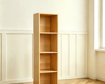 Solid cubby shelf 1 x 4 | Wooden cube organizer | Wooden bookcase| Record player stand |