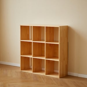 Solid Wood Cube Storage Shelf 3x3 , Vinyl Record Storage Heavy Duty Wooden Organizer, IKEA Kallas Alternative, Cubby Shelf,
