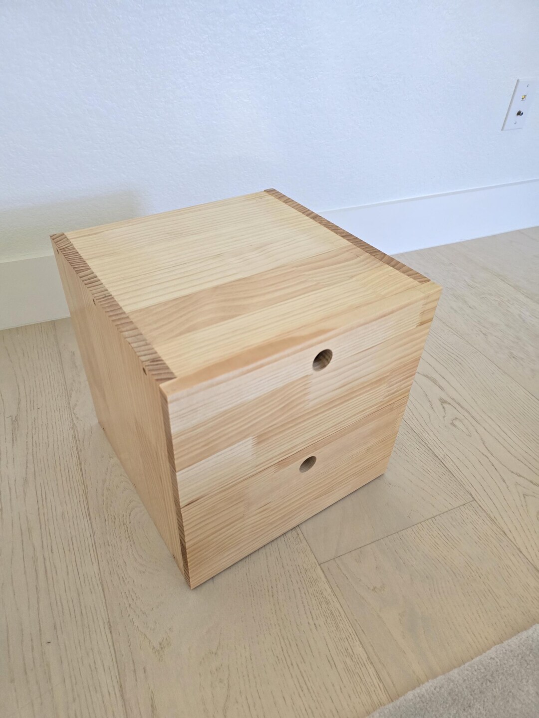 Pine Wood Double Drawer Cube Insert: 13.125