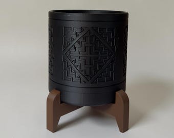 Maceta circular impresa en 3D con soporte y bandeja de goteo extraíble - Casa