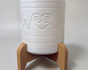 Maceta circular impresa en 3D con soporte y bandeja de goteo extraíble - Corazón