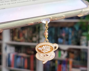 Llavero con forma de café con leche para Kindle, llavero para teléfono, llavero para lector electrónico, llavero para tapa antipolvo, mini llavero, llavero USB, regalo acogedor