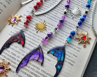 Bat Boys, Metal Hook Beaded Dangling  Bookmark, Bookish Decor, Charm Pendant Centrepiece, Book Lover Gift for Readers, Bat Wings