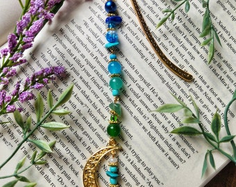 Halbmond Perlen Lesezeichen, Celestial Fantasy Reader Geschenk