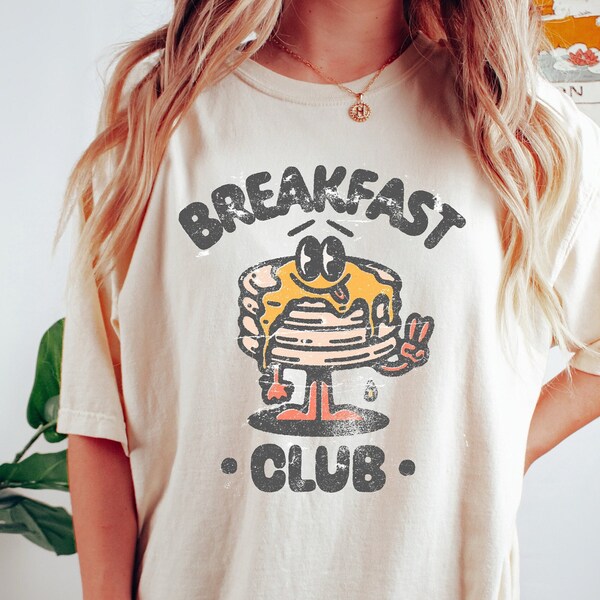 Breakfast Club Aesthetic Bohemian Shirt, Pancake Sweatshirt, Retro Brunch Pancake Sweater, Grunge Hippie Boho Graphic Tee