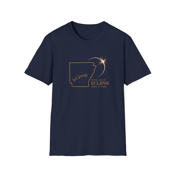 Hot Springs Arkansas Total Solar Eclipse 2024 Softstyle T-Shirt | Custom City Name Eclipse Shirt | April 8 2024 | Hot Springs Eclipse Shirt