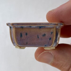 ¡Nuevo! Maceta rectangular pequeña para bonsái Mame en color púrpura perla Aster, de aproximadamente 3,8 cm de ancho.