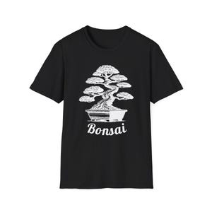 Bonsai Tree Shirt, Juniper Pine Bonsai Pot Tee, Botanical Art Softstyle T-Shirt, Nature Lover Top, Zen Bonsai Enthusiast Gift for Him/Her
