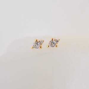 Cubic Zirconia Gold Studs Earrings