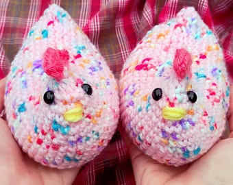 Crochet Chicken Plush: Bubblegum Confetti, Amigurumi Farm Animal