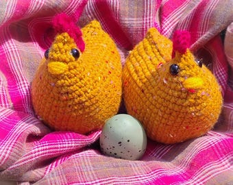 Caramel Crochet Chicken, Handmade Amigurumi Chicken, Farmhouse Decor