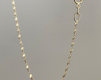 Solid 10k Yellow Gold Singapore Chain Necklace 1.1mm 1.5mm 2mm Twisted Singapore Dainty Chain Unisex Gold Italy Chain 16” 18” 20” 22” 24”