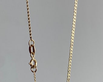 Solid 10k Yellow Gold Curb Chain Necklace 1.5mm Solid Link Flat Curb Chain Dainty Chain Unisex Gold 10kt Italy Chain 14” 16” 18” 20” 22” 24”