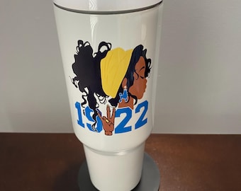 Vaso Sigma Gamma Rho de 40 oz con pajita, diseño de signo de mano de 1922