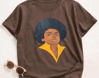 Young MJ Inspired Afro Portrait T-Shirt | Retro Pop Culture Graphic Tee | Unisex Vintage Style Shirt | Statement Streetwear | SayItLoud