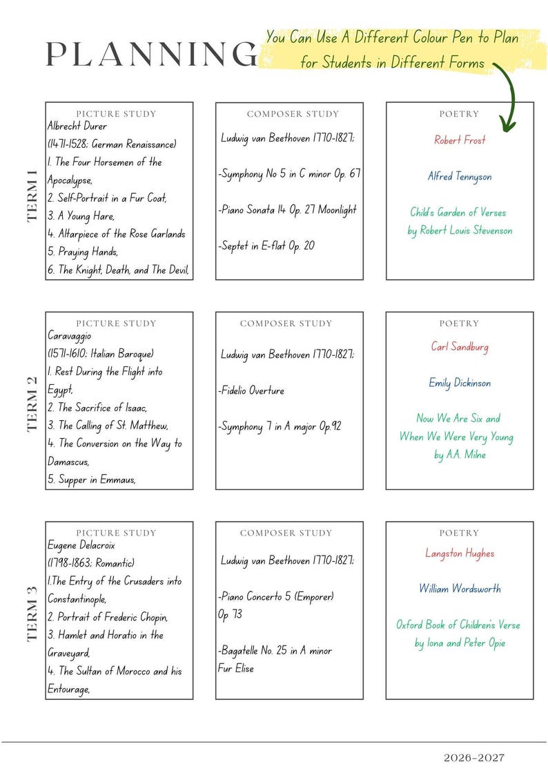 Charlotte Mason 2026-2027 Homeschool Planner image 4