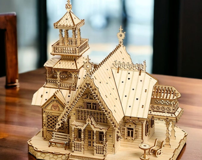 3D DIY Wooden House / Mechanical Model Kit / Assembly Toy Gift for Adults & Kids