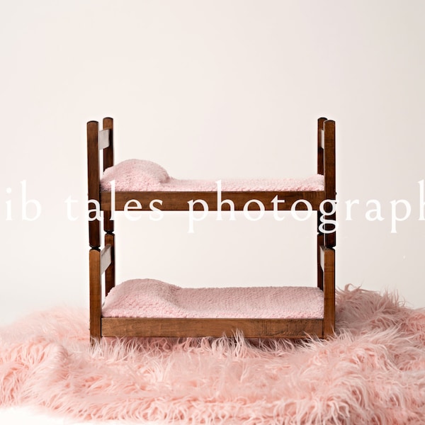 Newborn Baby Girl Digital Photography Backdrop - Twin Bunk Beds for Newborn Photography Composite. Pink Newborn Prop. Pink Bunk Beds