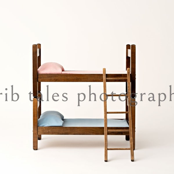 Digital Photography Backdrop - Twin Bunk Beds for Newborn Photography Composite. Pink and Blue for boy/girl twins. Boy and Girl Baby Prop
