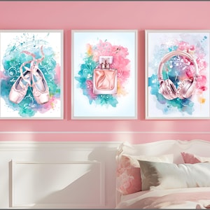 Ballet Digital Download, Tween Girls Bedroom Decor, Set of 3 Preppy Wall Art, Wall Art Hangings, Head Phones Art, Teen Girls Art, Printable
