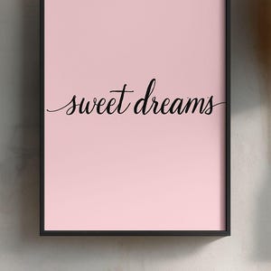 Sweet Dreams Poster, Apartment Decor, Bedroom Retro Wall Art, Coquette Room Decor, Pink Wall Art, Y2K Room Decor, Nursery Wall Art, Trendy