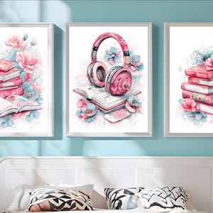 Digital Download Tween Teen Girls Bedroom Decor, Set of 3 Preppy Wall Art, Wall Art Hangings, Head Phones Art, Teen Girls Art, Printable