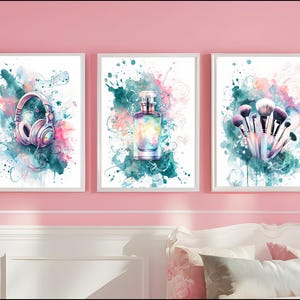 Digital Download Tween Teen Girls Bedroom Decor, Set of 3 Preppy Wall Art, Wall Art Hangings, Head Phones Art, Teen Girls Art, Printable
