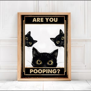 Bathroom Wall Art, Cat Bathroom Poster, Black and White Art, Bathroom Print, Maximalist Art, Modern Wall Art, Home Decor, Fun Wall Art