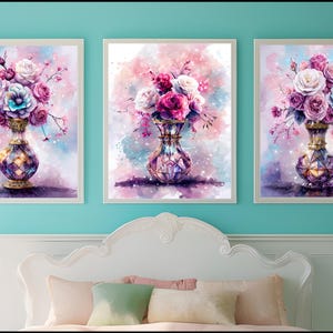 Digital Download Tween Teen Girls Bedroom Decor, Set of 3 Preppy Wall Art, Wall Art Hangings, Floral Wall Art, Teen Girls Art, Printable