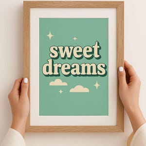 Sweet Dreams Poster, Apartment Decor, Retro Wall Art, Coquette Room Decor, Pink Wall Art, Y2K Room Decor, Nursery Wall Art, Trendy Wall Art