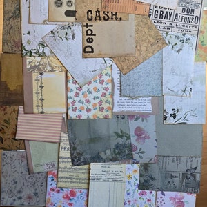 Junk journal supplies kit, double sided junk journal cards, pocket tags, journal inserts, collage sheet, paper insert, scrapbook supplies