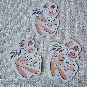 Pegatinas, tres SOY SUFICIENTE juego de pegatinas impermeables de vinilo, pegatina inspiradora