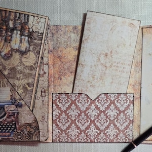 Junk journal supplies kit, pocket journal insert with cards and envelop, pocket tags, scrapbook supplies, gift for her, journal