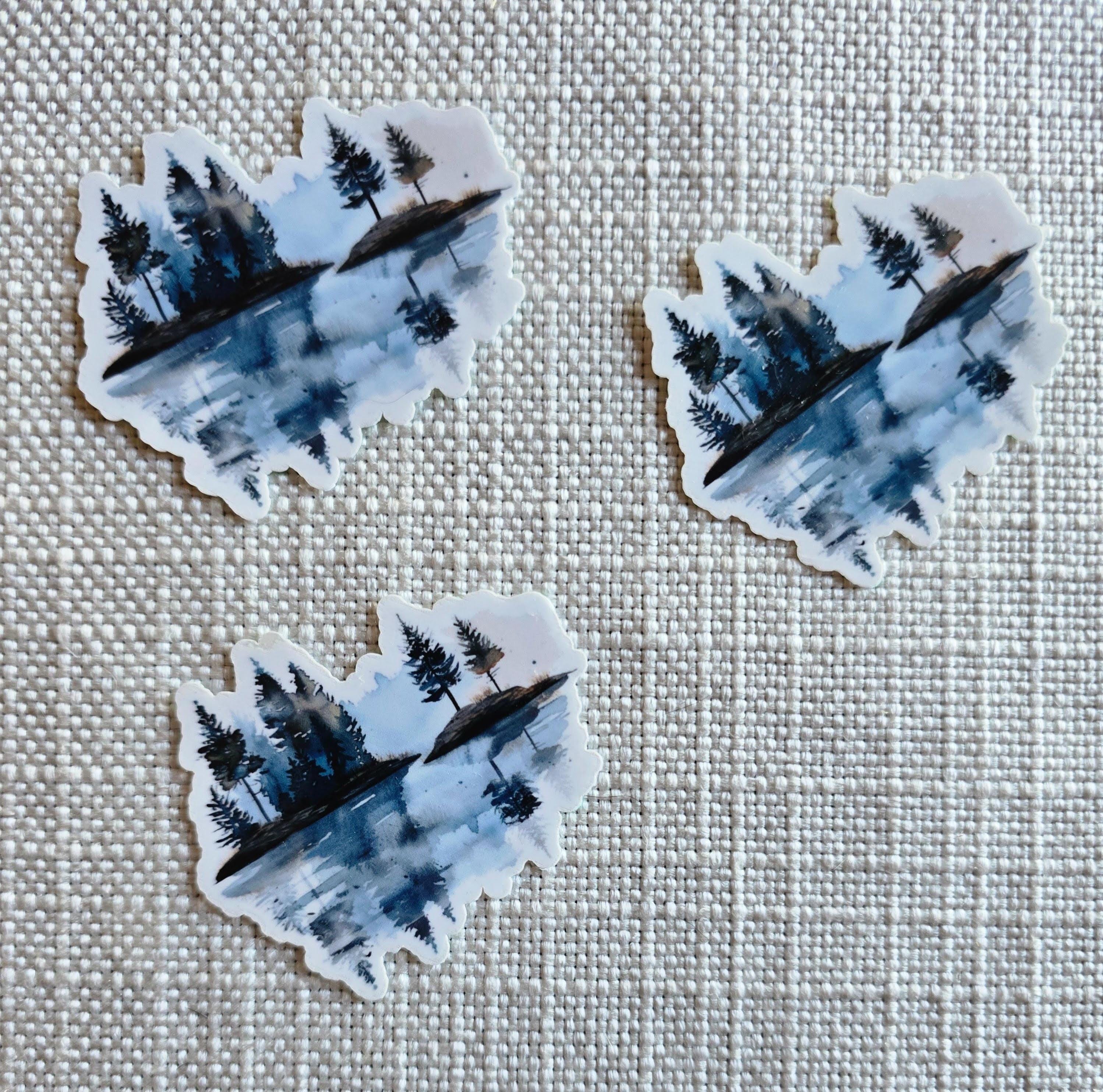 Stickers, Set of 3 FOREST AND LAKE Vinyl Waterproof Sticker Set ...