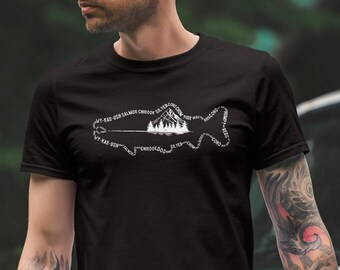 PNW Salmon Graphic T-Shirt, Pacific Northwest Camping Shirt