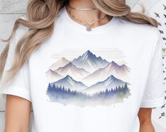 Watercolor Mountain T-Shirt, Nature Lover Tee