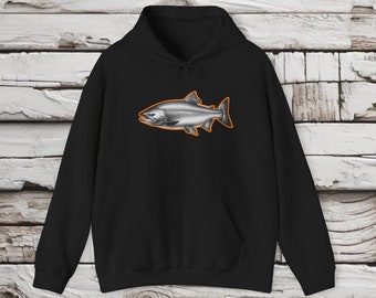 PNW Salmon Hoodie, Pacific Northwest Fishing Gift