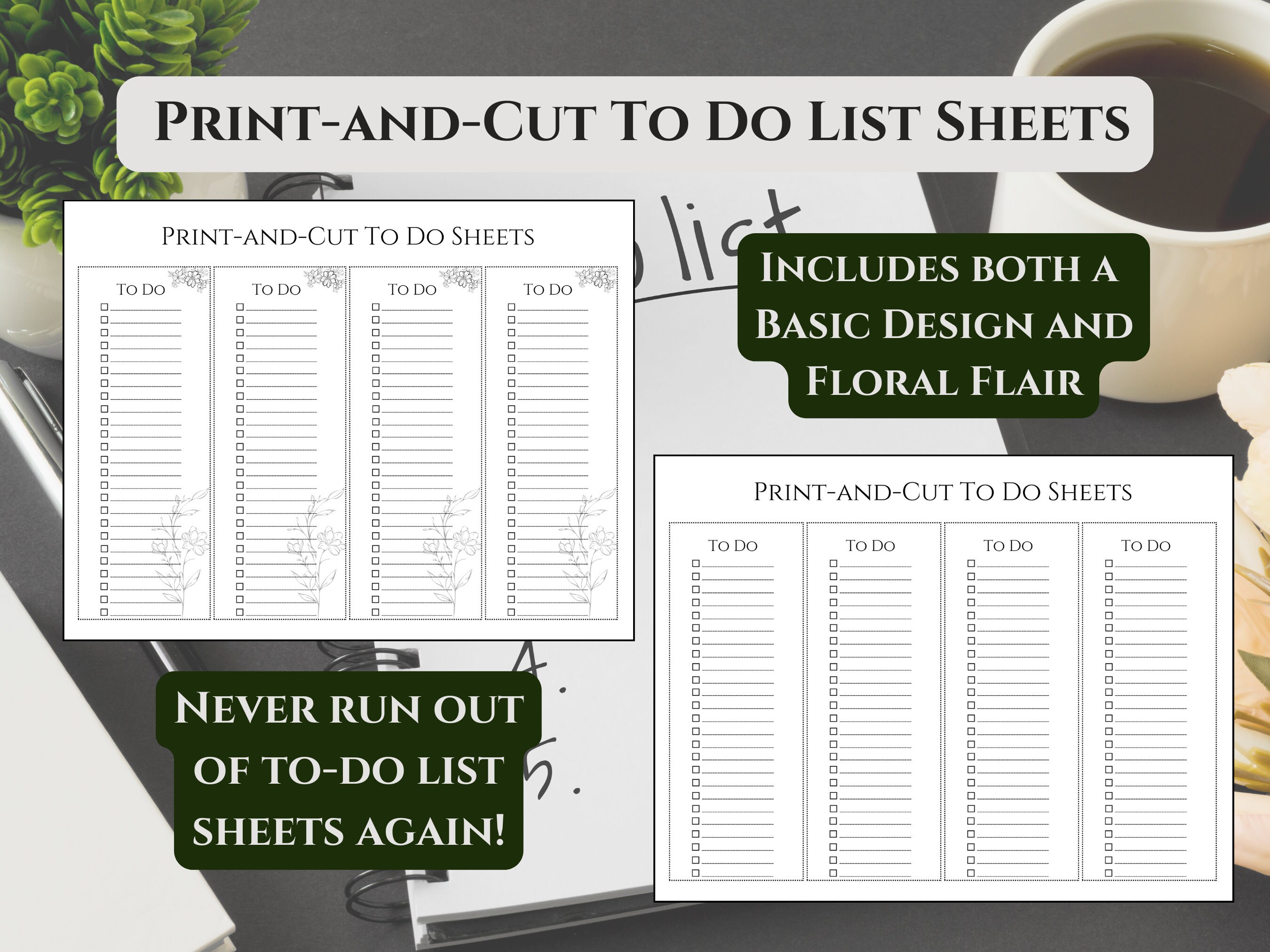 Print and cut to do list sheets printable organization floral