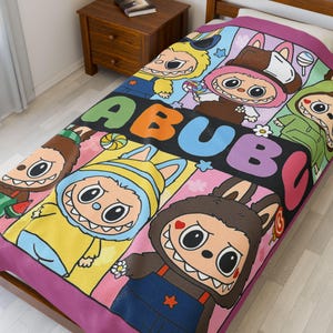 Labubu Cartoon Character Blanket - Perfect Gift for Kids & Adults - Gift for Birthdays, Cozy Night In, Soft Nursery Decor
