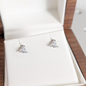 2.20 CTW Trillion Cut Natural Diamond Stud Earrings, D Color VVS Clarity, 3 Prong Solitaire, 925 Sterling Silver, Bridal Gift for Her