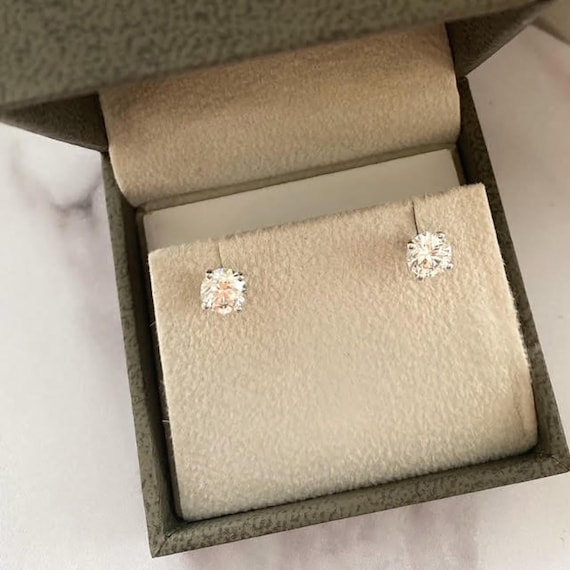1.60 Ct Round Cut Diamond Stud Earrings | Natural HPHT Earth-Mined White Diamonds | 925 Sterling Silver with 14K White Gold Plating |