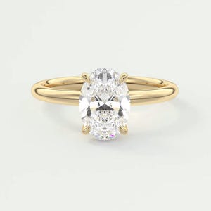 2.34 Ct Oval Cut HPHT Earth-Mined Diamond Ring in Lotus Petal Gold Setting | 925 Silver | Kesh Gemstone
