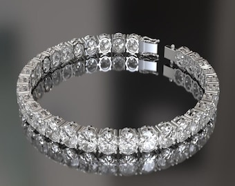 25 Ct Oval Cut Diamond Tennis Bracelet | EF Color VVS Clarity | Handmade 925 Sterling Silver Luxury Gift for Her