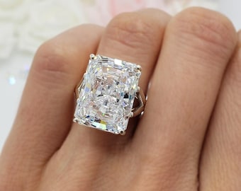 8.90 Ct Certified White Diamond Solitaire Ring | Radiant Cut Statement Ring | High Luster Engagement Ring | Rare Sparkling Diamond Jewelry