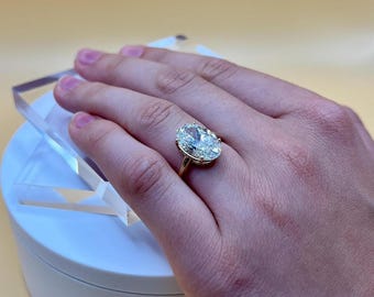 6.00 Ct Oval Cut Diamond Solitaire Ring | Natural Earth-Mined HPHT Diamond | 925 Sterling Silver 14K White Gold Plated | IGL&I Certified