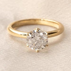 2.00 Ct Round Cut Diamond Solitaire Ring | Designer Prong Setting | HPHT Natural Diamond |925 Silver 14K Gold Plated | Handmade Promise ring