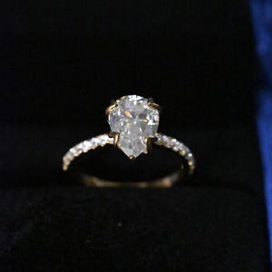 2 Ct Pear Cut HPHT Earth-Mined Diamond Ring | VVS1 Clarity | Yellow Finish | Solitaire Pavé Engagement Ring | Kesh Gemstone