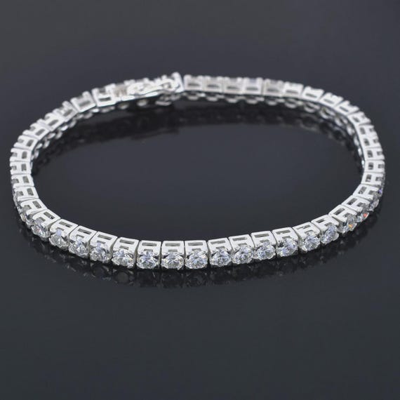 14 Ct Round Brilliant Cut Diamond Tennis Bracelet | EF Color VVS1 Clarity | Handmade 925 Sterling Silver with 14K White Gold Plating