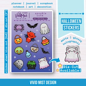 Set di adesivi di Halloween - Adesivi fantasma carini, adesivi Boo, adesivi spettrali carini, adesivi inquietanti carini, arte gotica e stregonesca / ottobre autunno kawaii