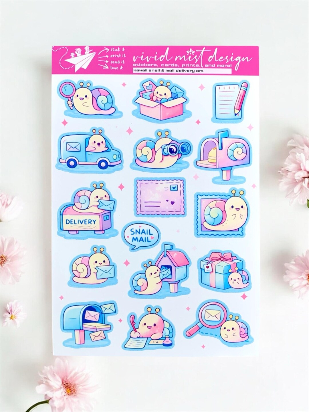 Snail Mail Sticker Sheet • Cute Small Stickers for Penpal Letters ...